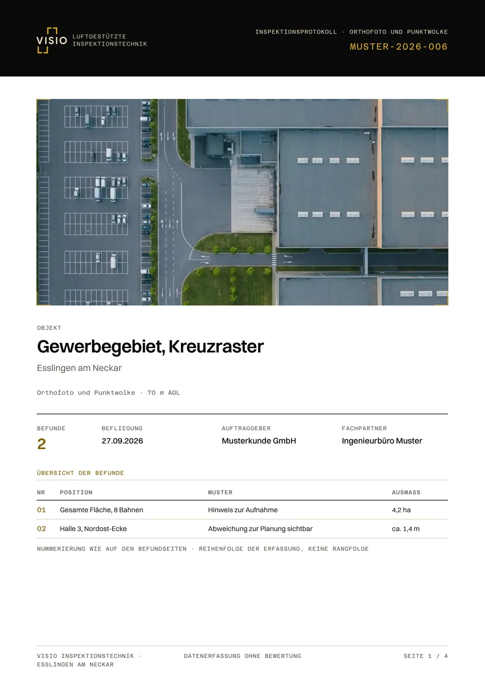 Deckblatt Musterprotokoll Orthofotos & Punktwolken